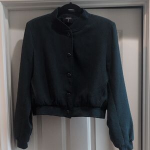 T Tahari Deep Green Bomber Jacket